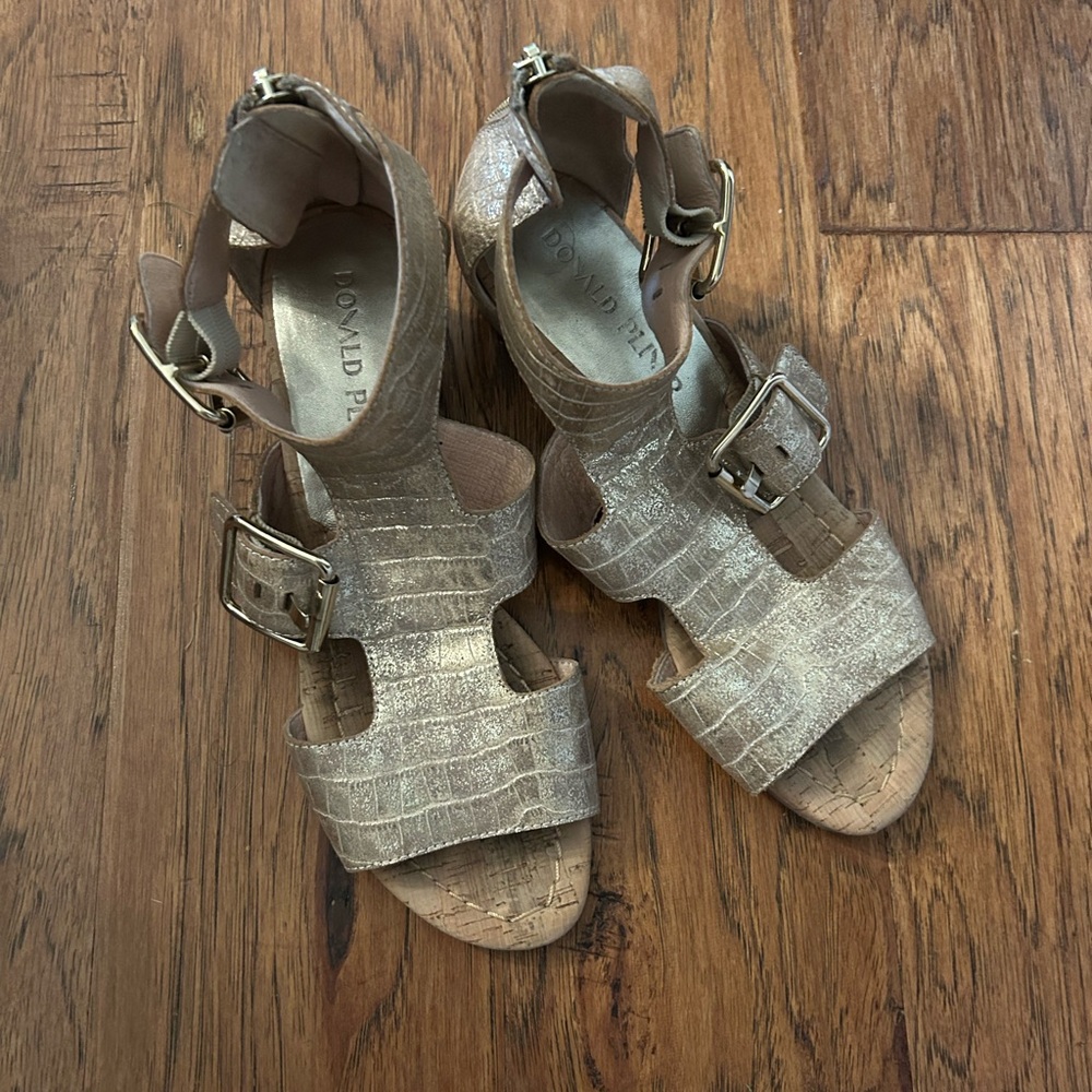 Donald J. Pliner Gold Wedge Sandals